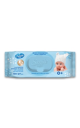 SMILE-Серветки вологі Smile Baby з екстрактом ромашки та алое 100 шт-4823071653960-