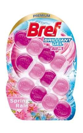 BREF-Туалетний блок для унітазу Bref Блискучий гель Весняний дощ 42 г х 3 шт-9000101509069-