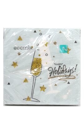 ECOMIX-Серветки паперові 3-х шарові Ecomix Шампанське 18 шт-4823077400032-