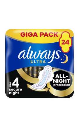 ALWAYS-Прокладки гигиенические Always Ultra Secure Night Размер 4 24 шт-8006540093764-