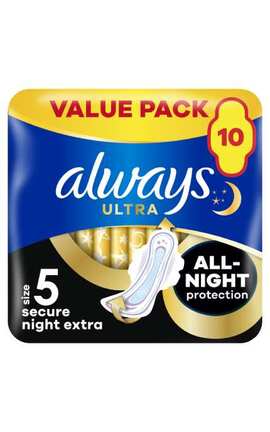 ALWAYS-Прокладки гигиенические Always Ultra Secure Night Extra Размер 5 10 шт-8006540093849