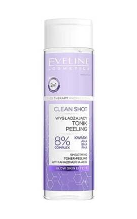 EVELINE-Тоник-пилинг для лица Eveline Clean 8% acid complex: AHA, BHA, PHA Разглаживающий 200 мл-5903416066873-