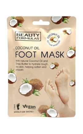 BEAUTY FORMULAS-Маска для ног Beauty Formulas Foot Mask смягчающая с кокосовым маслом 1 пара-5012251013710-