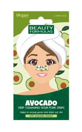 BEAUTY FORMULAS-Стрічки для носа Beauty Formulas Avocado 6 шт-5012251013857-