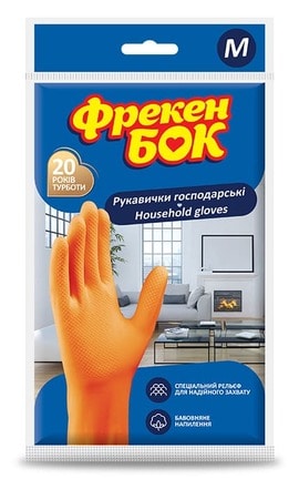 ФРЕКЕН БОК-Господарські рукавички Фрекен Бок латексні  розмір М 1 пара -4823071625004-
