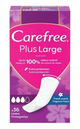 CAREFREE-Прокладки женские ежедневные Carefree Large Fresh Plus 36 шт-3574661487656