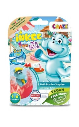 INKEE-Бомбочка для ванны Inkee с игрушкой сюрпризом Бегемотики 1 шт-4059779043417-