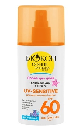 БІОКОН-Сонцезахисний спрей для дітей Біокон UV-Sensitive SPF 60 для фоточутливої шкіри 90 мл-4823110303429-