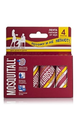 MOSQUITALL-Стрічка липка Mosquitall 0718 від мух 4 шт-8594021250718-