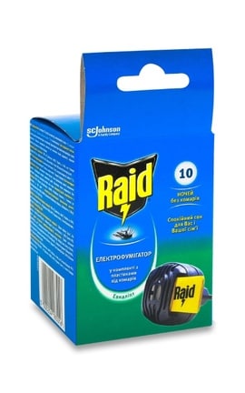 RAID-Електрофумігатор від комарів Raid в комплекті з 10 пластинами-5000204183016-