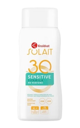 SOLAIT-Молочко для тіла Kruidvat Solait Sensitive SPF30 сонцезахисне 200 мл-8720674231716-