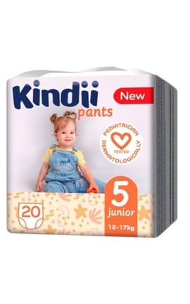 KINDII-Підгузки-трусики дитячі Kindii Pants розмір 5 від 12 до 17 кг 20 шт-5900095037316-
