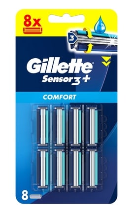 GILLETTE SENSOR-Сменные картриджи для бритья (лезвия) мужские Gillette Sensor 3+ 8 шт-8700216873727-