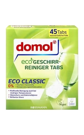 DOMOL-Еко-таблетки Domol Eco Classic для миття посуду в посудомийній машині 45 шт-4068134054708-