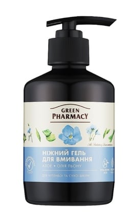 ЗЕЛЕНА АПТЕКА-Нежный гель для умывания Green Pharmacy Алоэ и масло льна 280 г-4823015907821-