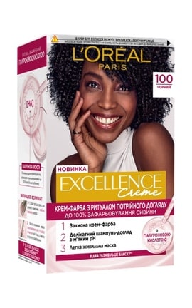 EXCELLENCE-Крем-краска для волос устойчивая L’Oreal Paris Excellence Creme оттенок 100 черный 1 шт-3600524094102-