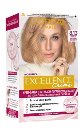 EXCELLENCE-Крем-краска для волос устойчивая L’Oreal Paris Excellence Creme оттенок 8.13 светло-русый бежевый 1 шт-3600524094096-
