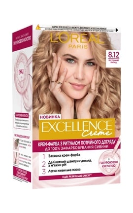 EXCELLENCE-Крем-краска для волос устойчивая L’Oreal Paris Excellence Creme оттенок 8.12 мистический блонд 1 шт-3600524094003-