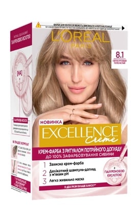 EXCELLENCE-Крем-краска для волос устойчивая L’Oreal Paris Excellence Creme оттенок 8.1 светло-русый пепельный 1 шт-3600524093976-