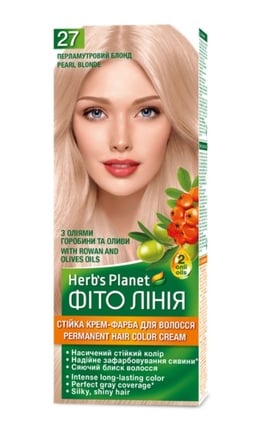 ФІТО ЛІНІЯ-Стійка крем-фарба для волосся Herb`s Planet Фіто Лінія з оліями горобини та оливи Перламутровий блонд тон 27-4823001604925-