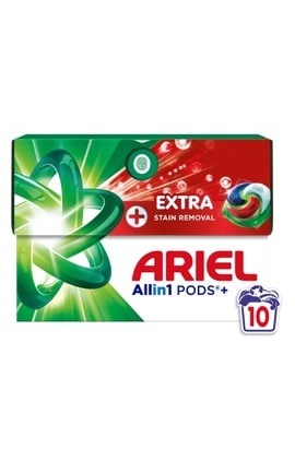 ARIEL-Капсулы для стирки Ariel Pods+ All-in-1 Extra Stain Removal Экстрасила выведение пятен 10 шт-8700216764704-