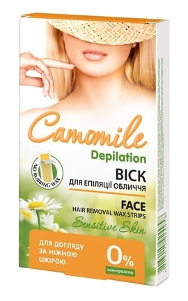CAMOMILE DEPILATION-Восковые полоски для депиляции лица Camomile Depilation 12 шт-4823015924958-