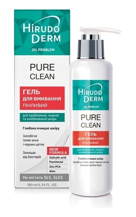 HIRUDO DERM-Гель для умывания лица Hirudo Derm Pure Clean 180 мл-4820008318695-