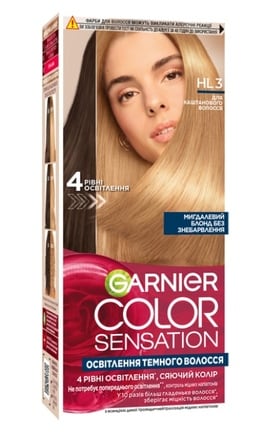 COLOR SENSATION-Освітлювальна фарба для темного волосся Garnier Color Sensation HL3 Мигдальний блонд 112 мл-3600542629799-