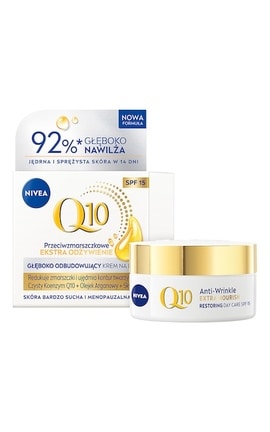 NIVEA-Відновлюючий денний крем NIVEA Q10 Інтенсивне живлення проти зморщок SPF15 50 мл-5900017082240-