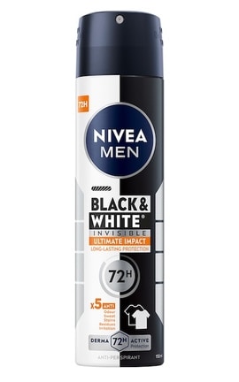 NIVEA-Антиперспирант-спрей NIVEA MEN Черное и Белое невидимый Ultimate Impact 150 мл-4006000026657-
