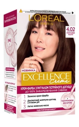 EXCELLENCE-Стойкая крем-краска для волос L'Oreal Paris Excellence Creme 4.02 - Волшебный каштан-3600524105709-