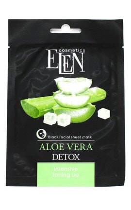 ELEN COSMETICS-Тканинна маска для обличчя Elen Cosmetics Aloe Vera Інтенсивне зволоження 25 мл -4820185223959-