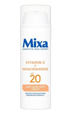 MIXA-Крем увлажняющий Mixa против пигментных пятен кожи лица SPF20 Vitamin C + Niacinamide 50 мл-3600551156705-