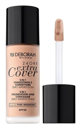 DEBORAH GROUP S.r.l-Тональна основа Deborah Extra Cover 24ore 2 in 1 Foundation&Concealer SPF20 02 Beige 30 мл-8009518333947-