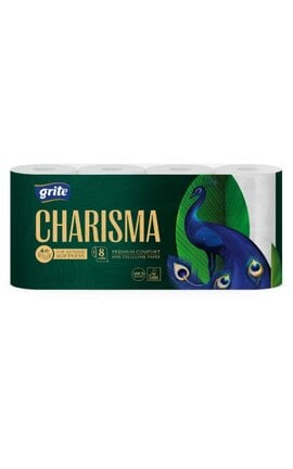 GRITE-Туалетная бумага Grite Charisma 150 отрывов 4 слоя 8 рулонов-4770023000344