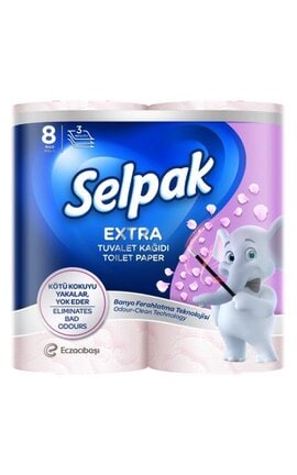 SELPAK-Папір туалетний Selpak Extra 3-х шаровий 8 шт-8690530050969-