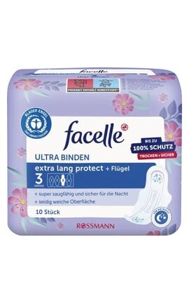 FACELLE-Прокладки женские гигиенические Facelle с крылышками Ultra night 10 шт-4305615467153