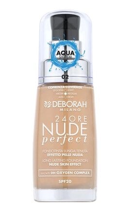 DEBORAH GROUP S.r.l-Тональная основа Deborah 24Ore Nude Perfect Foundation SPF 20 02 Beige 30 мл-8009518364699-