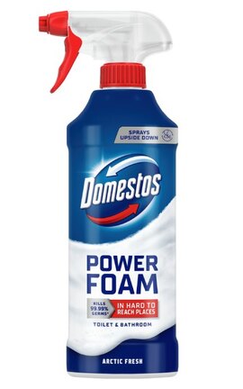 DOMESTOS-Спрей-пена Domestos Power Foam для чистки унитаза и ванной Арктическая свежесть 435 мл-8720182796400-