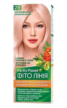 ФІТО ЛІНІЯ-Стойкая крем-краска для волос Herb`s Planet Фито Линия тон №28 Клубничный блонд-4823001604932-
