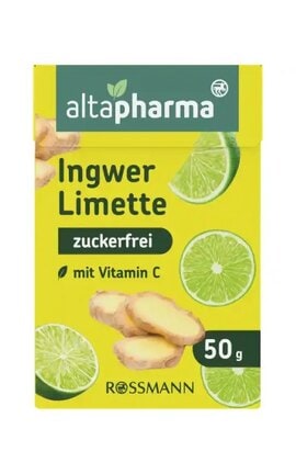 ALTAPHARMA-Леденцы с имбирем и лаймом Altapharma 50 г-4305615615653-