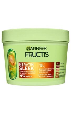 FRUCTIS-Маска Garnier Fructis Keratin Sleek для розгладження та надання блиску для пухнастого та сухого волосся 370 мл​-3600542667715-