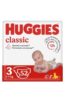 HUGGIES-Підгузки Huggies Classic 3 4-9 кг Jumbo 52 шт-5029053579788-