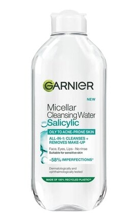 SKIN NATURAL-Мицеллярная вода Garnier Skin Naturals с салициловой кислотой для снятия макияжа и очищения жирной и склонной к недостаткам кожи лица 400 мл-3600542661690-