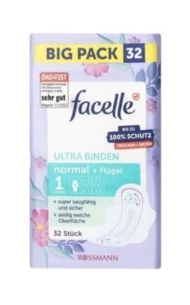 FACELLE-Прокладки женские гигиенические Facelle Ultra Normal с крылышками 32 шт.-4068134009821-