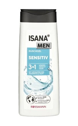 ISANA MEN-Мужской гель для душа для чувствительной кожи Isana Sensitive Gel 3 in 1 300 мл-4305615407609-