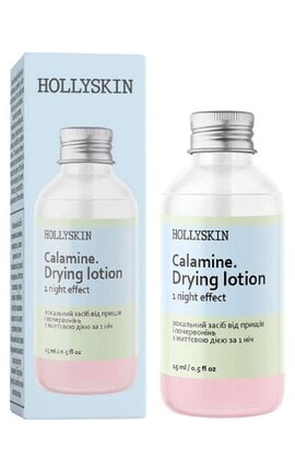 HOLLISKIN-Локальное средство от прыщей и покраснений Hollyskin Calamin Drying Lotion с мгновенным действием за 1 ночь 15 мл-4820200411064-