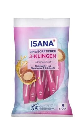 ISANA-Станки одноразові для гоління жіночі Isana з потрійним лезом, 8 шт-4305615654607-