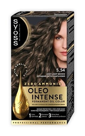 OLEO INTENSE-Краска для волос Syoss Oleo Intense перманентный цвет с маслами 5-54 Холодный Светло-Каштановый-9000101705201-