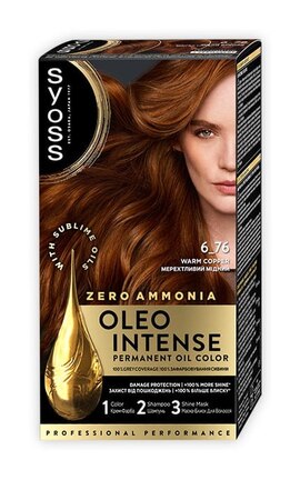 OLEO INTENSE-Краска для волос стойкая без аммиака Syoss Oleo Intense тон 6-76 мерцающий медный 115 мл-9000100814553-